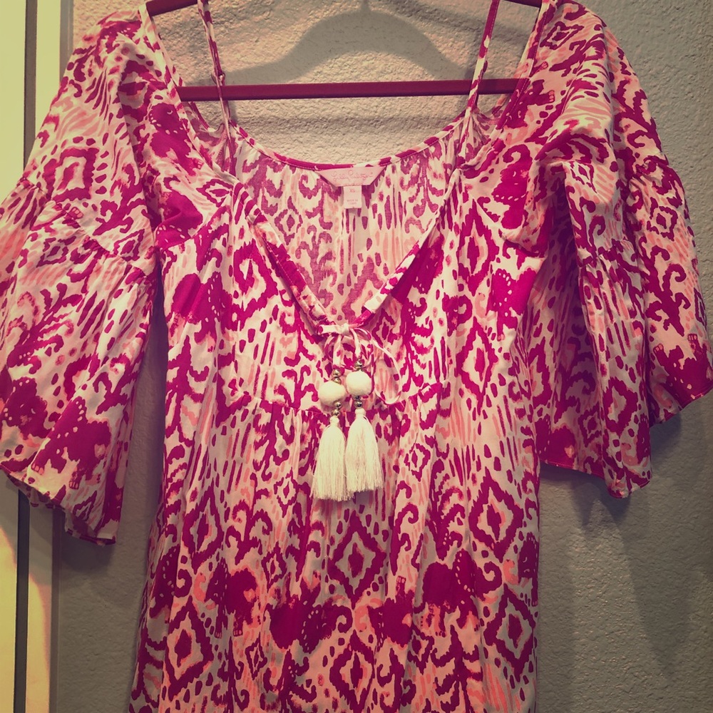 Lilly Pulitzer off the shoulder top hot pink XS